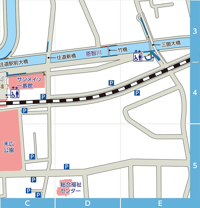 Jr住道駅 住道駅周辺南東側地図 大東市 介助犬のひろば